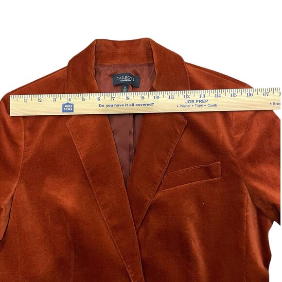 TALBOTS Blazer Womens 12 Rust Burnt Orange Velvet Jacket Fitted Academia Preppy - Picture 8 of 8